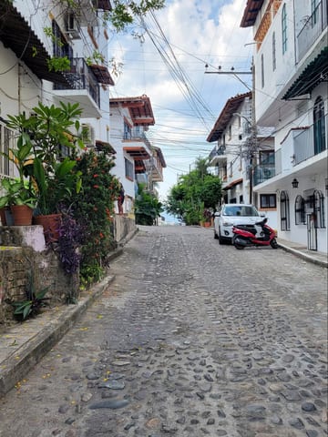 A flatter cobblestone street near home in Puerto Vallarta